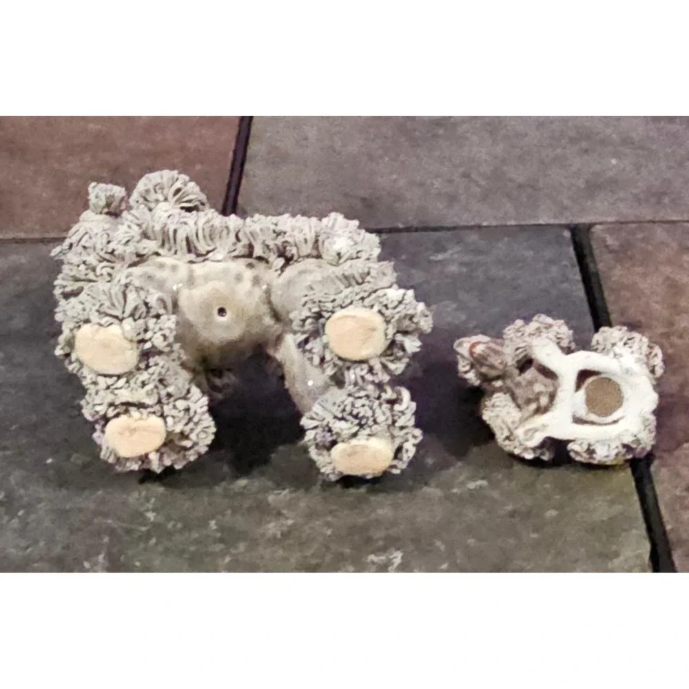 Vintage Spaghetti‎ Poodle Dog Figurines Beige Porcelain Japan